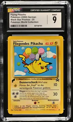 CGC 9 MINT Flying Pikachu Black Star Promo 25 Pokemon World Collection Card - Image 1