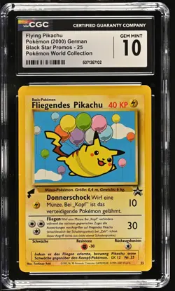 CGC 10 Flying Pikachu Black Star Promo 25 Pokemon World Collection Card - Image 1