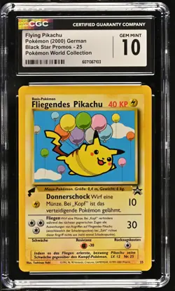 CGC 10 Flying Pikachu Black Star Promo 25 Pokemon World Collection Card - Image 1