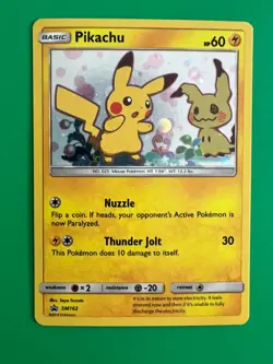 2019 Pokemon Team Up Pikachu Holo Promo #SM162 Black Star Promo Card NM - Image 1