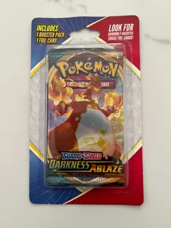 Pokemon Sword Shield Darkness Ablaze Booster Pack Blister + Foil Card MJ Holding - Image 1