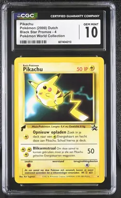 CGC 10 GEM MINT Pikachu Dutch Black Star Promo 4 World Collection Pokemon Card - Image 1