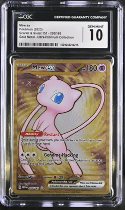 CGC 10 GEM MINT Mew Ex 205/165 Gold METAL 151 UPC PROMO Pokemon Card - Image 1