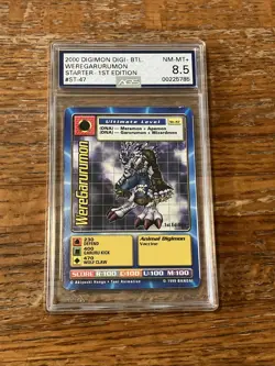 Digimon TCG #St-47 WereGarurumon 1st Edition Card Graded AGS 8.5 NM-MT+ - Image 1