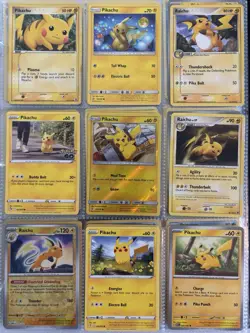 Pokemon Card Species Set Lot - 9x Unique Cards / Pikachu Family 5 - Image 1