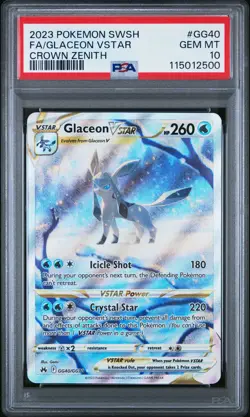 2023 POKEMON SWORD & SHIELD CROWN ZENITH #GG40 FULL ART/GLACEON VSTAR PSA 10 - Image 1