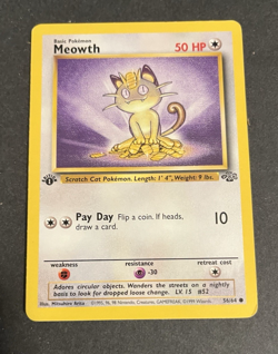 Vintage Pokemon TCG 1st Edition Jungle Meowth 56/64 LP - Image 1