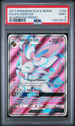 2017 POKEMON SUN & MOON GUARDIANS RISING #140 FULL ART/SYLVEON GX PSA 9 - Image 1