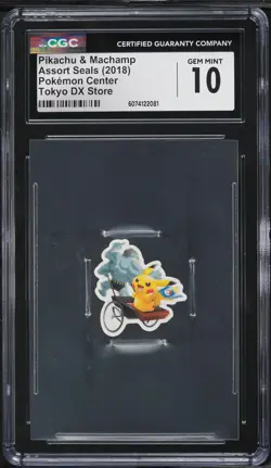 2018 Pokemon Center Assort Seals Tokyo DX Store Pikachu & Machamp CGC 10 GEM - Image 1
