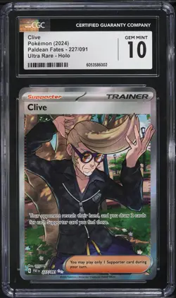 2024 Pokemon Scarlet & Violet Paldean Fates Full Art Clive #227 CGC 10 GEM MINT - Image 1