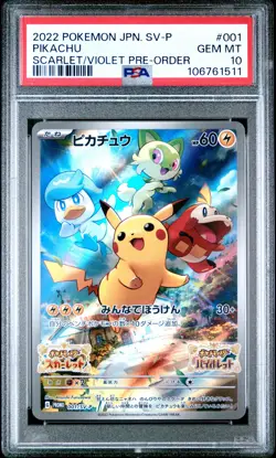 2022 POKEMON JPN SV PROMO SCARLET & VIOLET PRE-ORDER #001 PIKACHU PSA 10 - Image 1