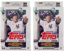 2025 Topps Series 1 Baseball Trading Card MLB Hanger Box - 59 Cards - 2 Pack - Image 1