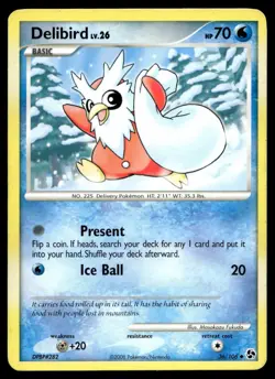 Delibird 36/106 Pokemon Card Great Encounters Uncommon 70 HP Lightly Played QK - Image 1