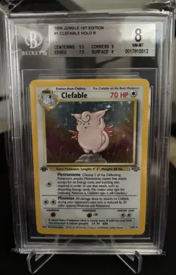 Pokemon 1999 Jungle 1st Edition Clefable 1/64 BGS 8 NM-MT Holo Rare - Image 1