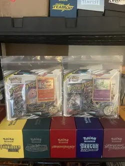 Pokemon Sun Moon Cosmic Eclipse 3 Pack Blister Lot 2 Celebi Victini New Sealed - Image 1