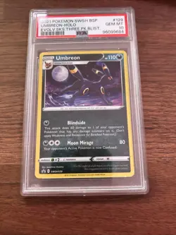 2021 Pokemon Black Star Promo Umbreon Holo SWSH129 Evolving Skies Blister PSA 10 - Image 1