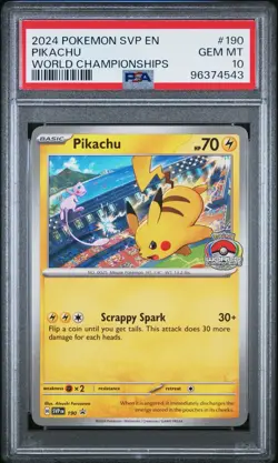 Pikachu 2024 World Championship Promo Card #190 PSA 10 - Image 1