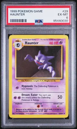 1999 POKEMON BASE SET UNLIMITED #29 HAUNTER PSA 6 - Image 1