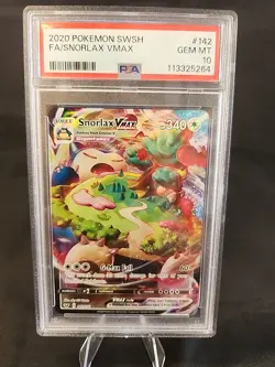 2020 POKEMON SWORD & SHIELD #142 FULL ART/SNORLAX VMAX PSA 10 - Image 1