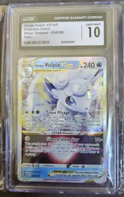Pokemon TCG Alolan Vulpix VSTAR Silver Tempest 034/195 Psa Cgc 10 - Image 1
