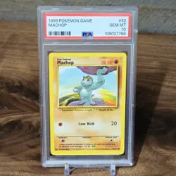 1999 POKEMON GAME BASE SET #52 MACHOP PSA 10 GEM MINT - Image 1