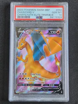 PSA 10 GEM MINT Charizard V 2020 Pokemon Champions Path ETB Black Star Promo 50 - Image 1