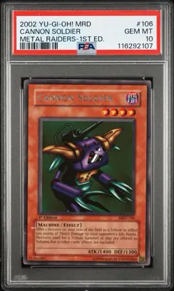2002 Yu-Gi-Oh! Metal Raiders 1st Edition Cannon Soldier #106 PSA 10 - Image 1