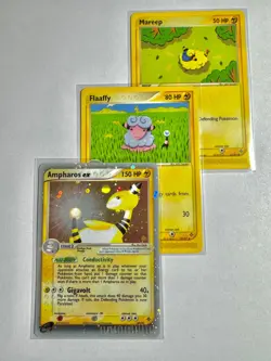 Ampharos ex 89/97 EX Dragon 2003 Pokemon Card + Flaaffy Mareep Evolution Line - Image 1