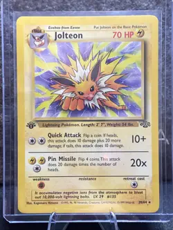 Jolteon 20/64 Pokemon TCG - Jungle Set Non Holo Rare 1st Edition NM - Image 1