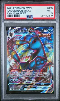 2021 POKEMON SWORD & SHIELD EVOLVING SKIES #095 FULL ART/UMBREON VMAX PSA 9 - Image 1