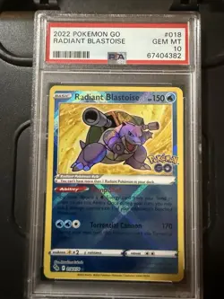 Pokemon TCG Radiant Blastoise 018/078 Go Shiny Holo Rare PSA 10 Gem Mint 2022 - Image 1