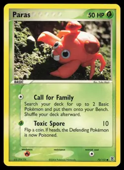 Paras 72/112 Common Pokemon FireRed & LeafGreen MP - Image 1