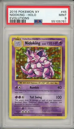 2016 Pokemon XY Evolutions Nidoking Holo #45 PSA 9 - Image 1