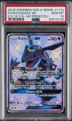 2018 POKEMON SUN & MOON CELESTIAL STORM #177A FULL ART/RAYQUAZA GX PSA 10 - Image 1