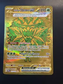 Teal Mask Ogerpon EX Pokemon Prismatic Evolutions Gold Hyper Rare # 177/131 - Image 1