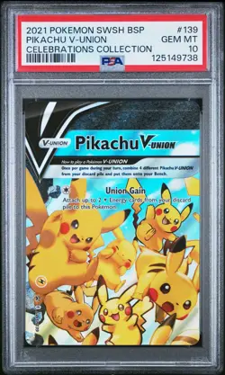 PSA 10 GEM MINT Pikachu V-Union (Top Left) SWSH139 Black Star Promo Pokemon Card - Image 1