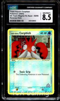 CGC 8.5 NM-MINT+ Team Aqua's Corphish 50/95 REVERSE HOLO Pokemon Card 053 - Image 1