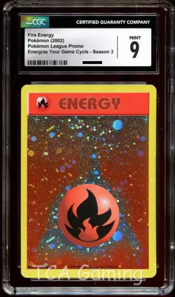 CGC 9 MINT Fire Energy REVERSE HOLO Promo LEAGUE Energize Pokemon Card - Image 1