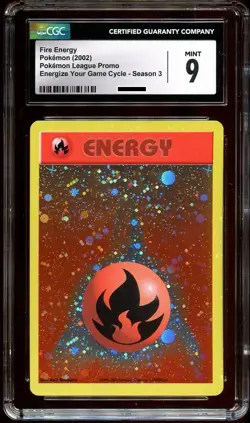 CGC 9 MINT Fire Energy REVERSE HOLO Promo LEAGUE Energize Pokemon Card - Image 2