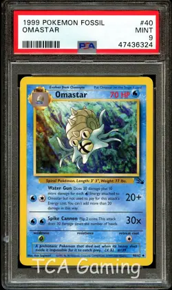 PSA 9 MINT Omastar 40/62 Fossil 1999-2000 (Red Logo) Pokemon Card 324 - Image 1