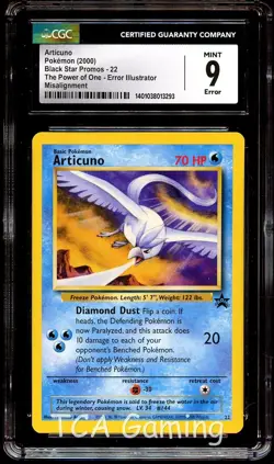 CGC 9 MINT Articuno 22 ERROR MISALIGNMENT Black Star PROMO Pokemon Card 293 - Image 1