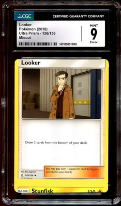 CGC 9 MINT Looker 126/156 ERROR MISCUT Ultra Prism Pokemon Card 149 - Image 2
