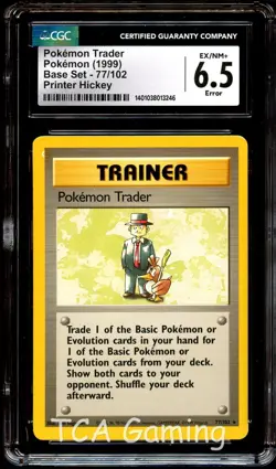 CGC 6.5 EX-NM+ Pokemon Trader 77/102 ERROR Printer Hickey Pokemon Card 246 - Image 1