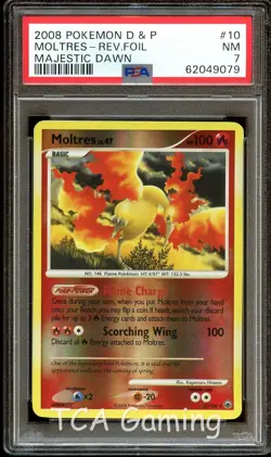 PSA 7 NEAR MINT Moltres 10/100 REVERSE HOLO Majestic Dawn Pokemon Card 079 - Image 1