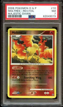 PSA 7 NEAR MINT Moltres 10/100 REVERSE HOLO Majestic Dawn Pokemon Card 079 - Image 2