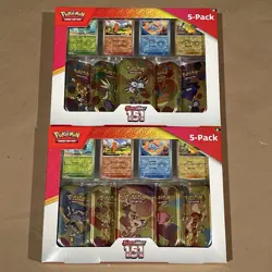 Lot of 2 Pokemon Scarlet & Violet 151 5-pack Mini Tins + 4 Promo Cards Costco - Image 1