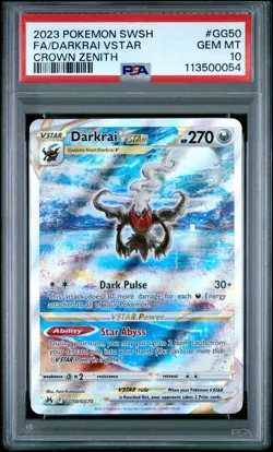 2023 POKEMON SWORD & SHIELD CROWN ZENITH #GG50 FULL ART/DARKRAI VSTAR PSA 10 - Image 1