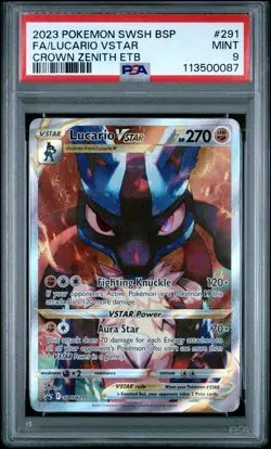 2023 POKEMON SWSH BLACK STAR PROMO #291 FULL ART/LUCARIO VSTAR PSA 9 - Image 1