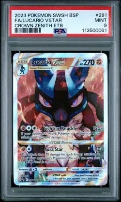 2023 POKEMON SWSH BLACK STAR PROMO #291 FULL ART/LUCARIO VSTAR PSA 9 - Image 1