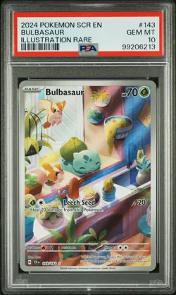 2024 POKEMON SCR EN-STELLAR CROWN ILLUSTRATION RARE #143 BULBASAUR PSA 10 - Image 1